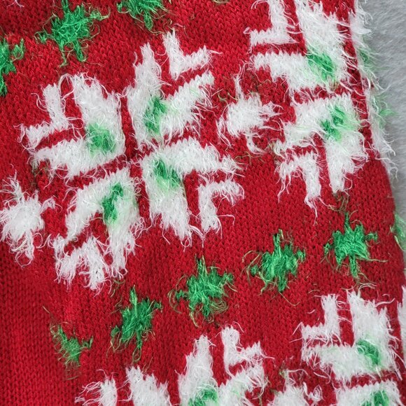 Ugly Christmas Sweater Unisex L Reindeer 3D Rhinestone Tinsel Fur Knit Holiday - Picture 5 of 16